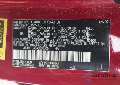 2010 Lexus Rx 350 from USA, damaged, VIN JTJBK1BA8A2001365